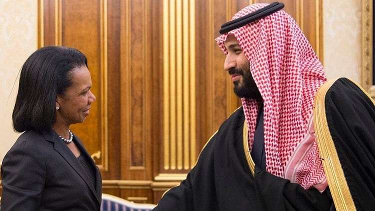 محمد بن سلمان يلتقي كونداليزا رايس في الرياض