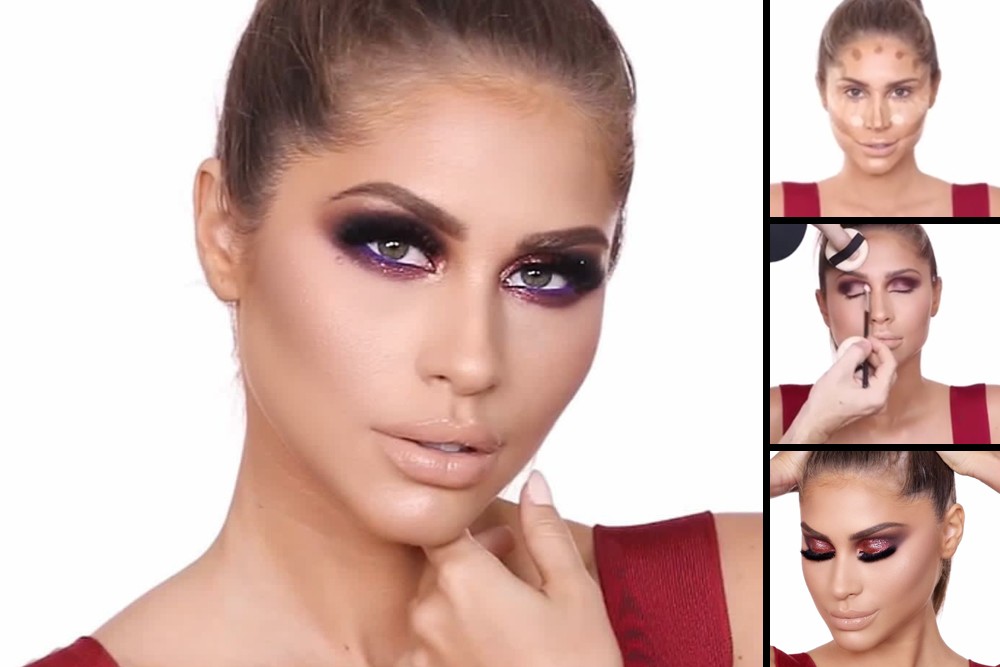 مكياج عيون أحمر غليتر لسهرة عيد الحب