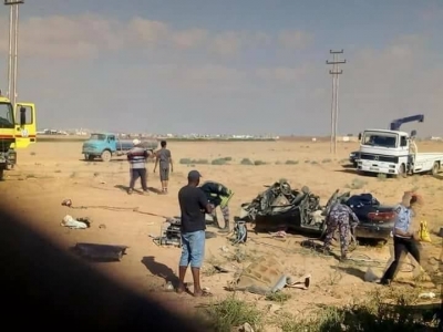 بالصور .. وفاة ستة أشخاص وإصابة اثنين آخرين اثر حادث تصادم في محافظة المفرق