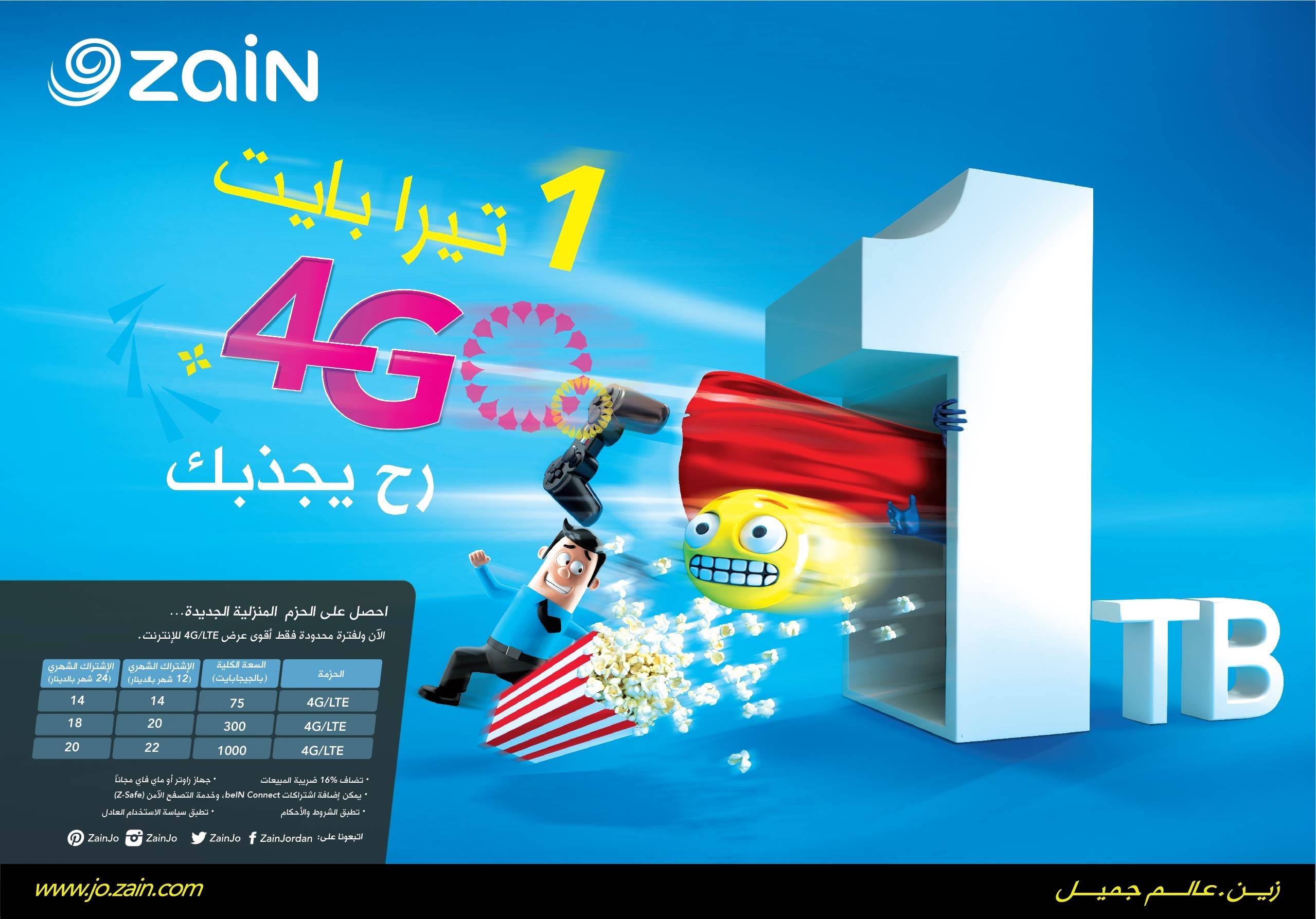 زين تطرح عرض  1تيرابايت لاشتراكات الـ4GLTE.