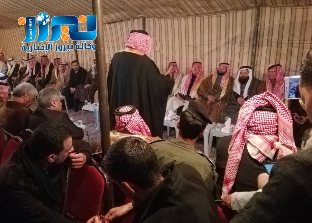 الشيخ ابو عذية يقود جاهة عشائرية بين ال ابو حبيس وعشيرة العواد الشرعة .