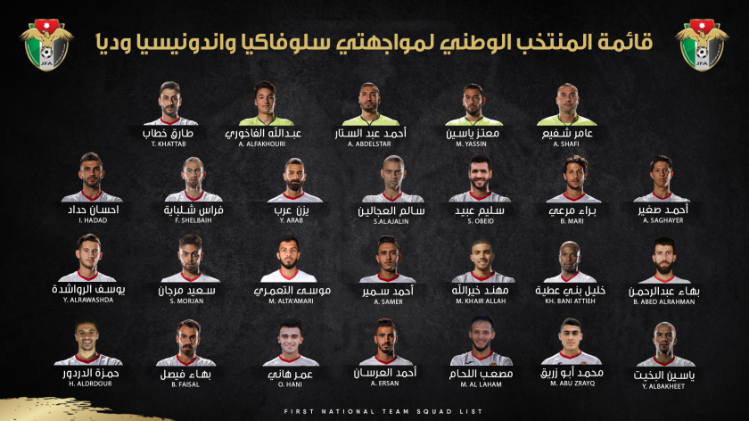 تشكيلة المنتخب الوطني لمواجهتي سلوفاكيا واندونيسيا ودياً