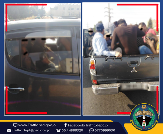 الأمن يضبط سائق بك اب  حمّل 14 راكباً