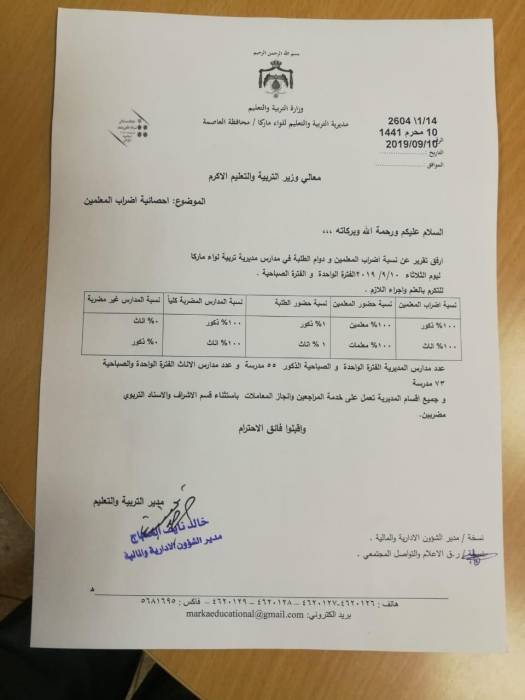 وثيقة صادرة عن التربية: اضراب المعلمين 100