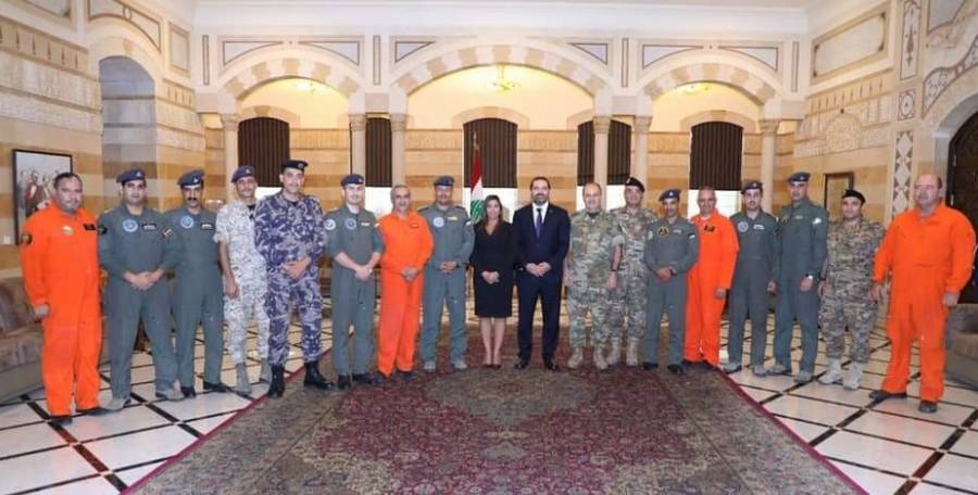 الحريري يستقبل طاقم طائرات سلاح الجو الملكي الأردني في لبنان
