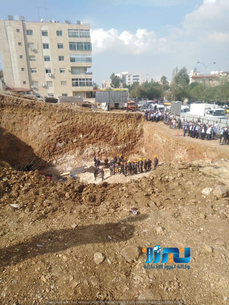 وفاة واصابات في انهيار جدار استنادي على الدوار الثامن