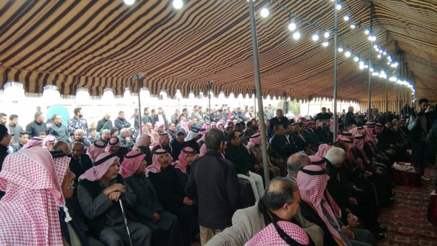 جاهه عشائرية كبيرة من عشائر العجارمة إلى عشائر عباد بخصوص مقتل الشاب برجس صالح المناصير