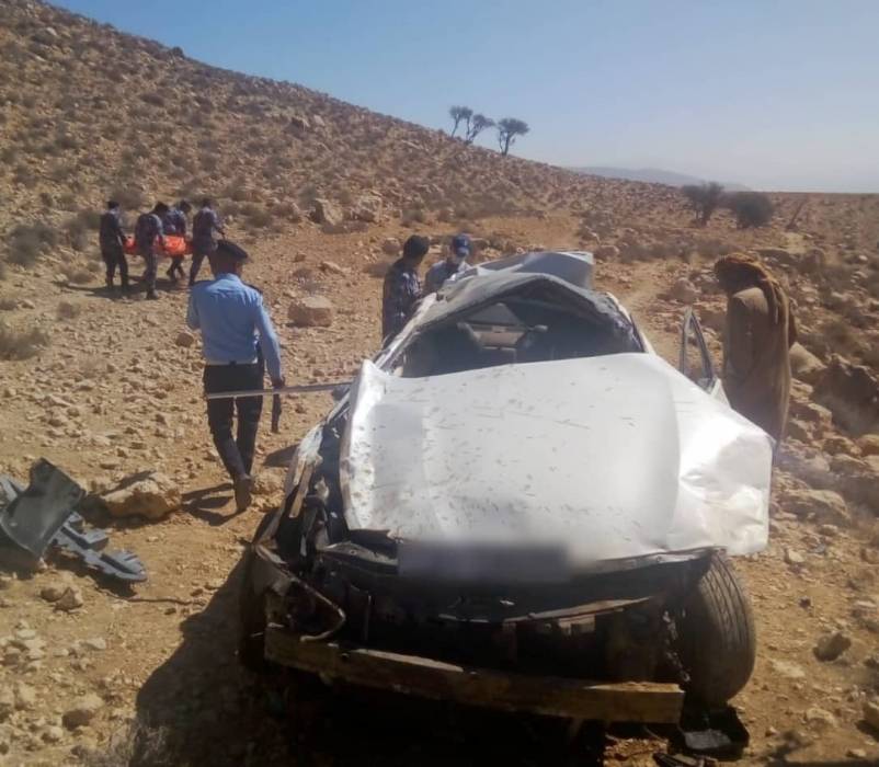 وفاة وإصابة اثر حادث تدهور في محافظة معان