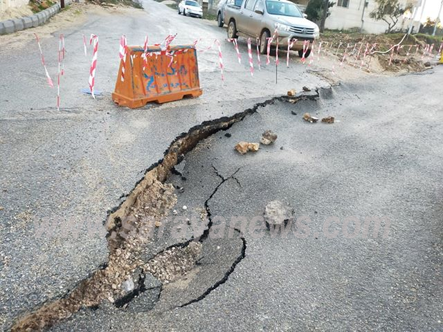 عاجل : بالصور .. انهيارات بأحد شوارع بلدة بيت يافا في اربد و البلديه توضح لسرايا