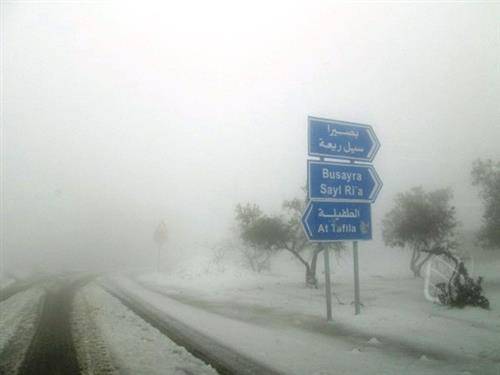 الطفيلة تشهد تساقطا للثلوج