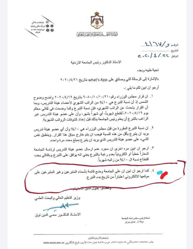 استهجان من طلب  توق  نشر اسماء غير المتبرعين على مواقع الجامعات