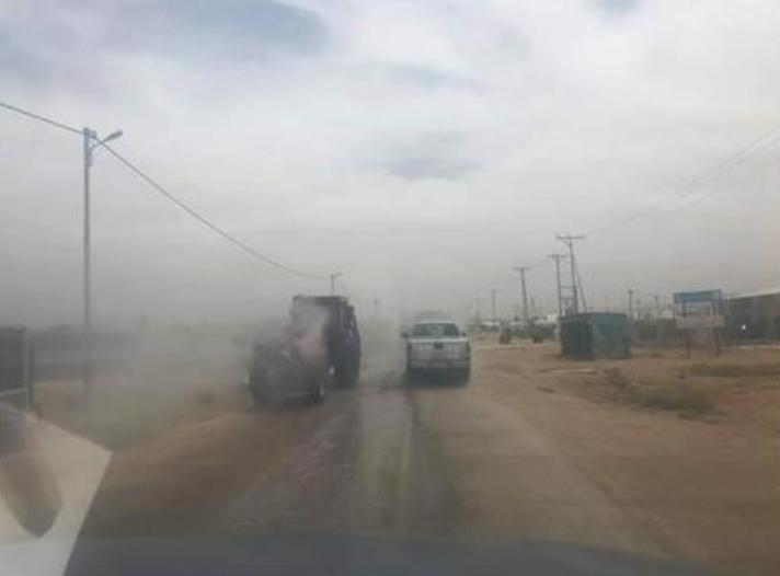 بلدية أم الجمال تقوم بحملة تعقيم لمخيم الزعتري قاطنيه  لاجئين السوريين