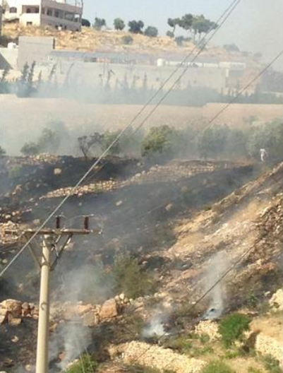 جرش:حريق يأتي على 140 دونم في برما