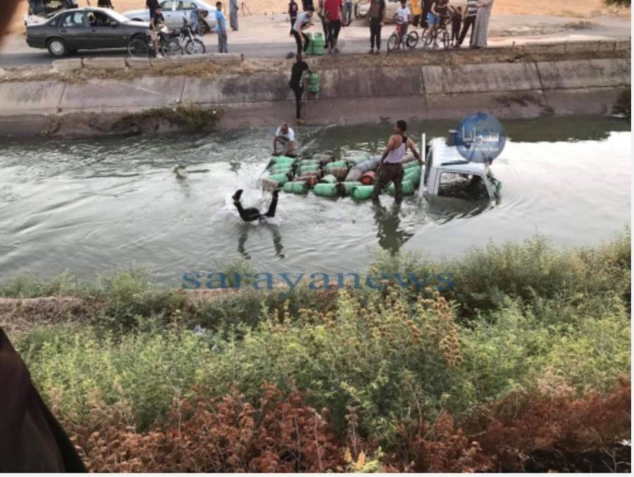 غرق مركبة محملة باسطونات الغاز في قناة الملك عبدالله بالأغوار الشمالية