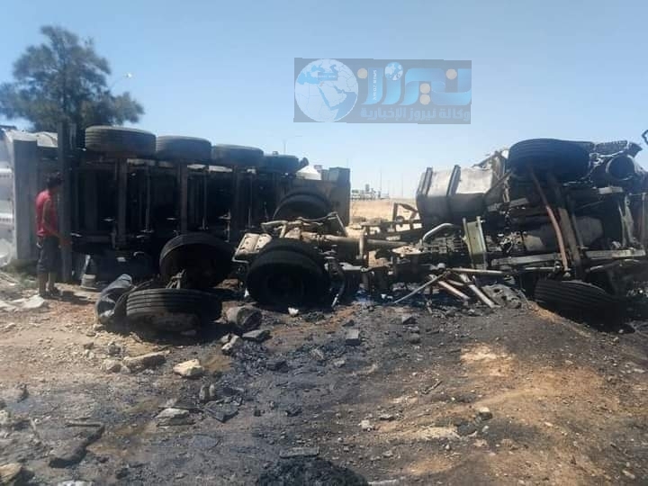 عاجل..اشتعال وتدهور تريلا في زيزيا   صور 