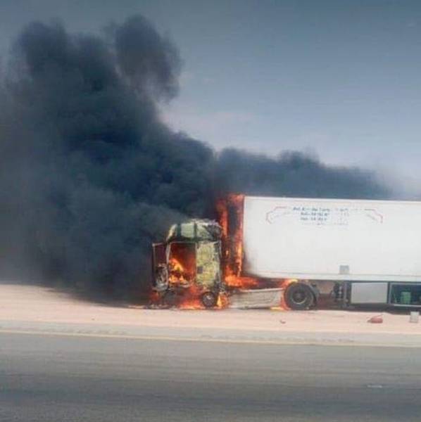 احتراق شاحنة أردني في عرعر