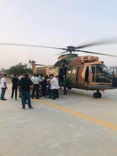 إخلاء أحد الأطباء إلى مدينة الحسين الطبية بواسطة طائرة تابعة لسلاح الجو الملكي..