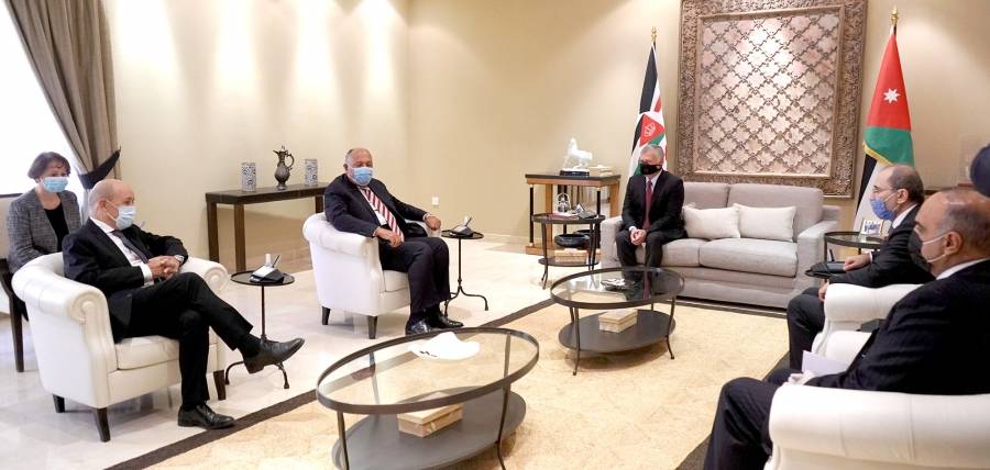 الملك يستقبل وزيري خارجية مصر وفرنسا والممثل الخاص للاتحاد الأوروبي لعملية السلام في الشرق الأوسط