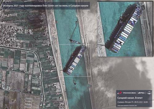 وكالة الفضاء الروسية تنشر أحدث صورة لسفينة السويس الجانحة