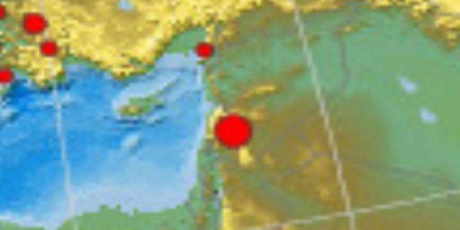 هزة أرضية بقوة 3.6 درجات تبعد مسافة 21 كم شرق دمشق