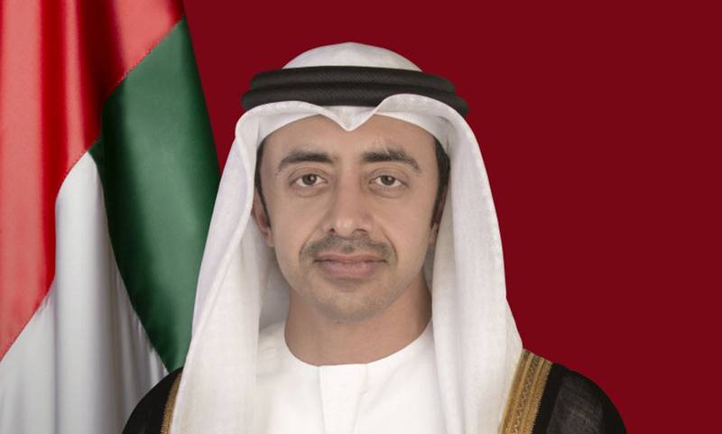 عبدالله بن زايد يعزي هاتفيا وزير خارجية إسرائيل في حادثة جبل ميرون