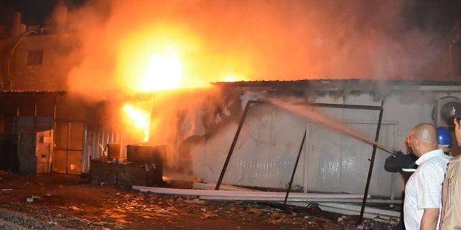 حريق كبير بمحال تجارية جنوب العاصمة العراقية بغداد