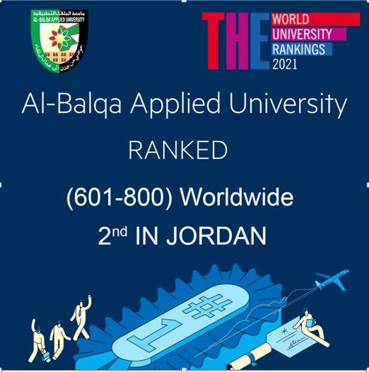 جامعة البلقاء التطبيقية للمرة الثالثة على التوالي تحتل المركز الثاني محليا في تصنيف التايمز العالمي