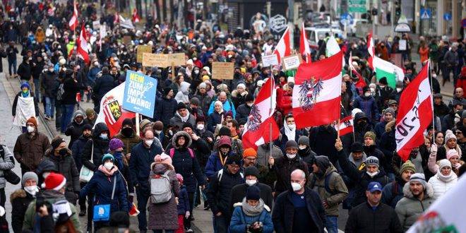 مظاهرات في النمسا احتجاجاً على قيود كورونا