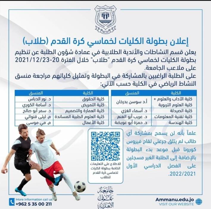 بطولة كليات عمان الأهلية لخماسي كرة القدم (طلاب) من 2023 الجاري