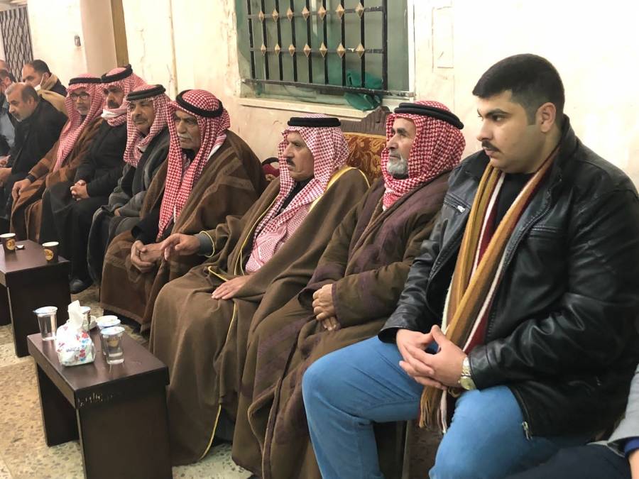 الشيخ ابن قلاب يقود جاهة عشائرية لقبيلة بني صخر ....والجبور تضرب مثلًا بالتسامح والصفح بعد وفاة  الحاج ضيف الله الديكة
