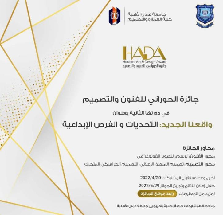 عمان الأهلية تطلق جائزة الحوراني للفنون والتصميم في دورتها الثانية