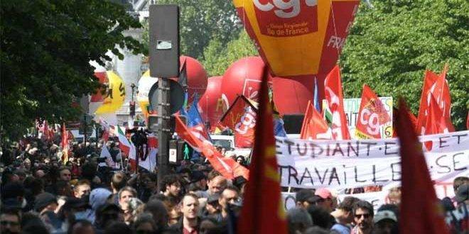 مظاهرات حاشدة ضد سياسة ماكرون في فرنسا بمناسبة عيد العمال العالمي