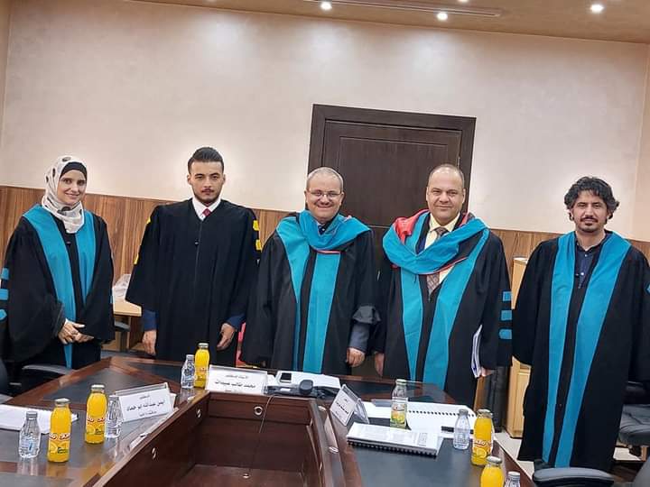 مناقشة رسالة  ماجستير  في إدارة المشاريع الهندسية للطالب إعيده في جامعة جدارا