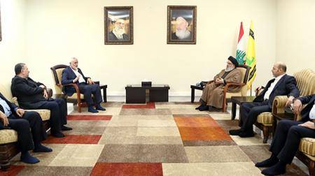 نصر الله يستقبل هنية ويبحثان تعاون محور المقاومة