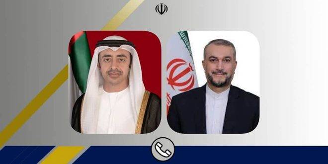 وزيرا الخارجية الإيراني والإماراتي يبحثان تعزيز العلاقات الثنائية