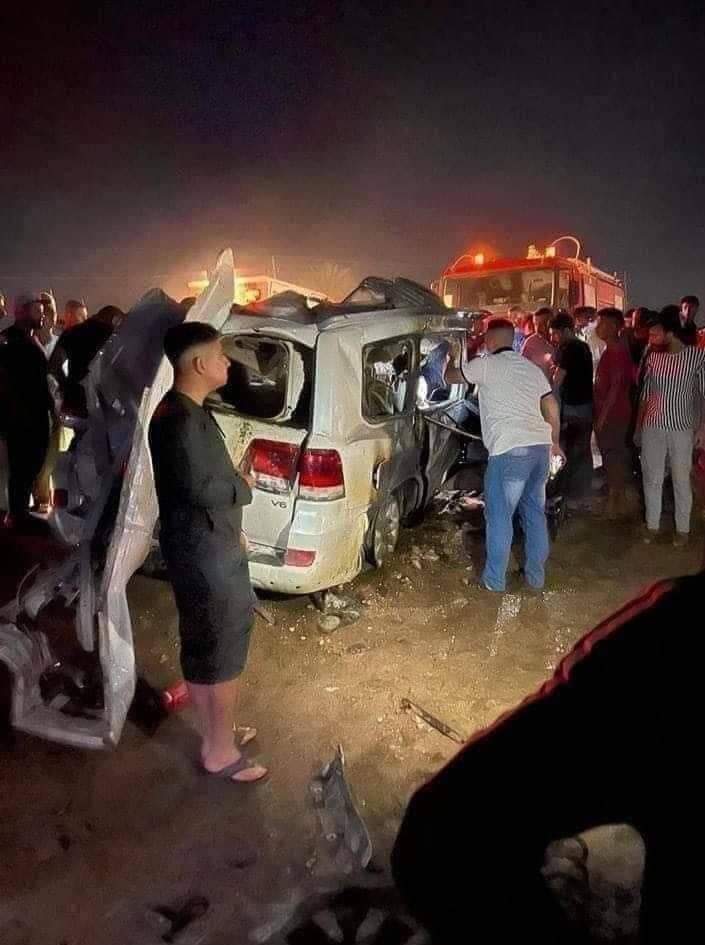 وفاة 10 أشخاص في حادث مروري مروع على طريق بغداد الحلة ...صور