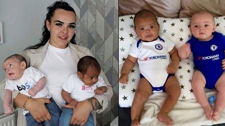 بريطانية تنجب توأمين بلونين مختلفين