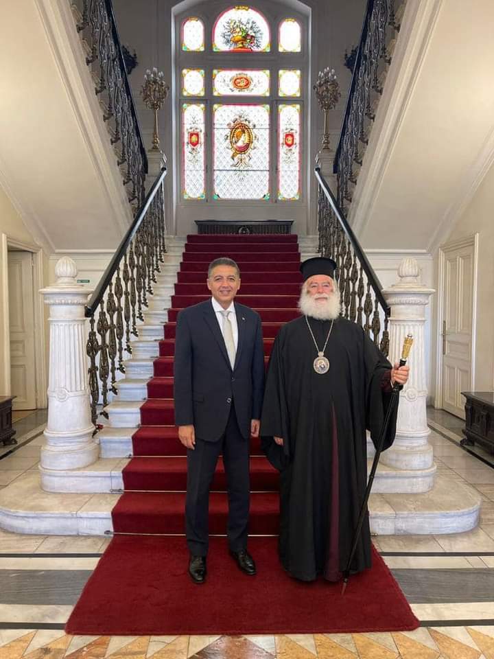 السفير المصري في أثينا يستقبل بطريرك الإسكندرية وسائر أفريقيا للروم الأرثوذكس
