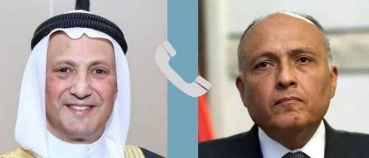 وزير الخارجية المصري يهنئ وزير خارجية الكويت الجديد بمنصبه