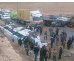 حادث تصادم بين باص عمومي وسيارة بالمفرق