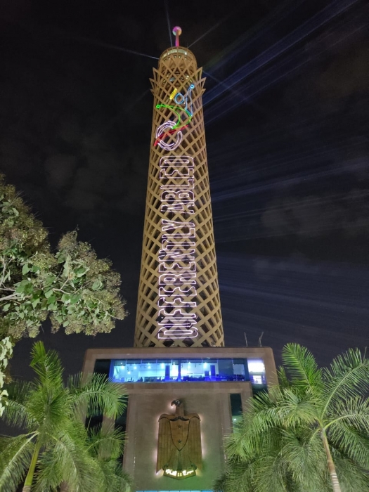 برج القاهرة يتزين بالشعار الجديد لمبادرة قادرون باختلاف