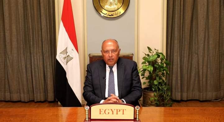 وزير الخارجية المصري يلقي كلمة خلال الاجتماع الوزاري لمؤتمر صوت الجنوب تحت  الرئاسة الهندية لمجموعة العشرين