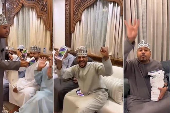 شاهد عُماني يوزع أجهزة آيفون على ضيوفه ويحدث ضجة.. ما السبب؟
