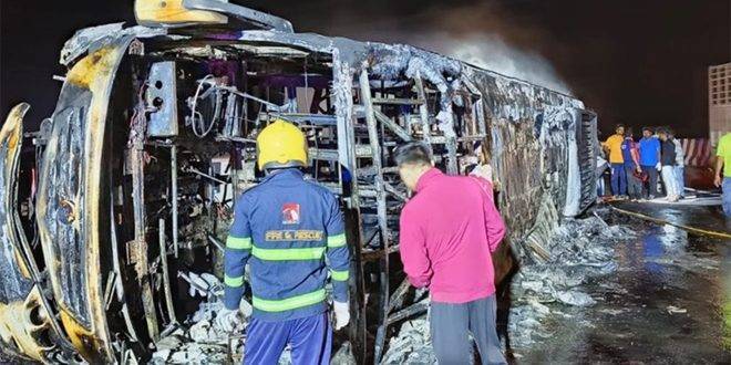 مقتل 25 شخصاً جراء اندلاع حريق بحافلة في الهند