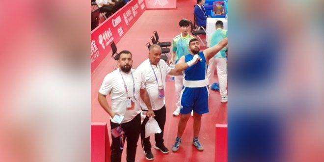 انسحاب لاعب منتخب سورية للملاكمة من مواجهة منافسه البحريني لوجود حكم من الكيان الصهيوني