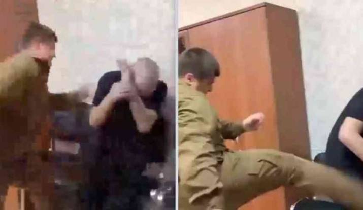 نجل رئيس الشيشان ينهال بالضرب على حارق القرآن_صور