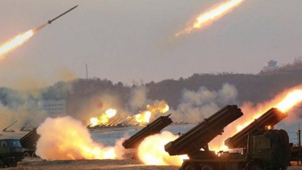 رشقة صاروخية ثقيلة من لبنان تجاه الأراضي الفلسطينية المحتلة
