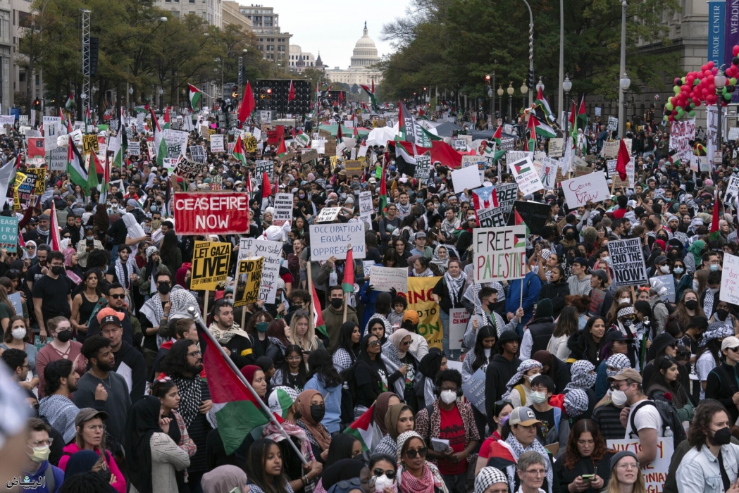 مئات الآلاف يتظاهرون في واشنطن تضامناً مع الفلسطينيين