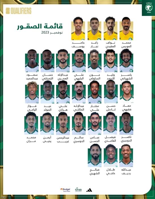 أعلان  قائمة المنتخب الوطني  السعودي لمباراتي الاردن و باكستان