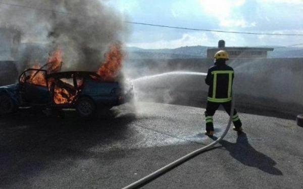حريق مركبة على جسر أبو نصير